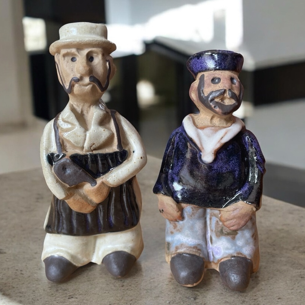 Tremar pottery figures, set of 2, butcher and sailor, vintage, made in England